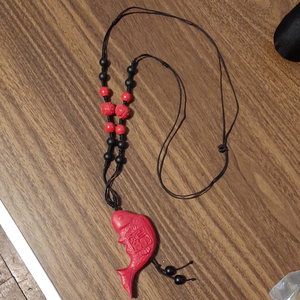 Vintage Asian fish beaded necklace